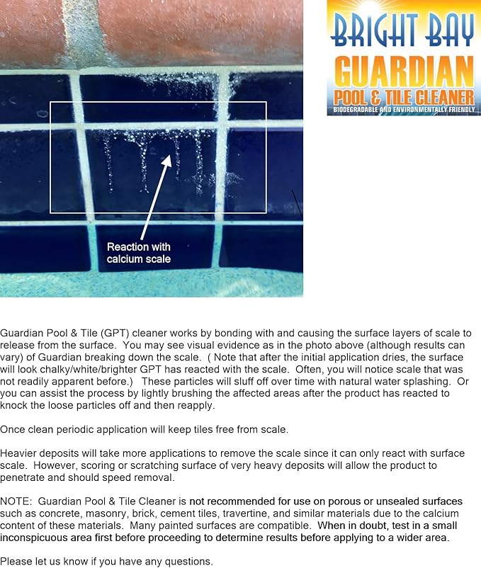 Calcium Build Up & Scum Line Remover- Guardian Pool Tile Cleaner, 2 qts. - Non-abrasive, Save Elbow Grease, 32 Fl Oz (Pack of 2)