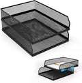 Stackable Paper Tray Desk Organizer, 2 Pack Letter File Tray, Wire Mesh Desktop Organizer, Front-Load Metal A4 Paper Sorter Documents Storage Holder Tray for Office Supplies Home School Classroom