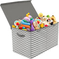 Sorbus Storage Chest with Flip-Top Lid, Collapsible Storage for Closet & Home Organization - Large (Pattern - Chevron Gray)