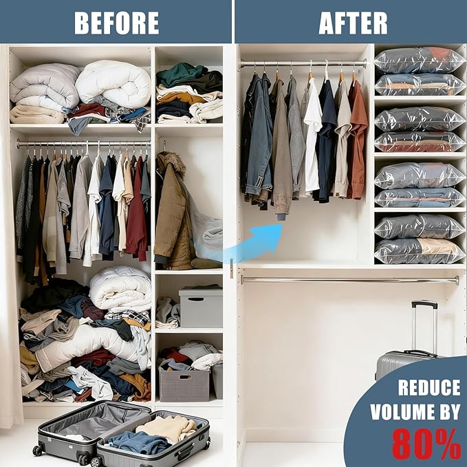 10 Jumbo Vacuum Storage Bags with Electric Pump, Vacuum Seal Bags for Clothing Space Saver Compression Storage Bag Large for Clothing Travel Comforters Blankets Pillows Bedding Duvets Clothes