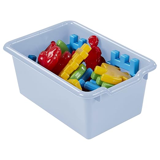ECR4Kids 10 Cubby Tray Cabinet with Scoop Front Storage Bins, 5x2, Classroom Furniture, Powder Blue