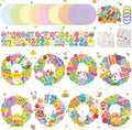 Hollowfly 48 Sets Easter Wreath Craft Kits DIY Wreath Hanging Ornaments Make Your Own Paper Craft with Stickers for Home Party Activities