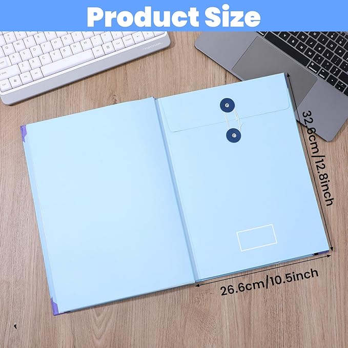 Important Document Organizer, Folio Folders with Pockets, Folder with Labels Pockets, for Emergency Documents, Birth Certificates, Damage Resistant Folder,Passports, School & Offices (Blue)