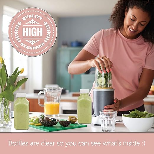 Disposable Juice Container with Caps, 12 Oz Reusable, Clear & Empty Smoothie Bottle For Grab & Go Drink & Juicing Journey, 160 Pcs BPA-Free Plastic Water Bottles, Handy, Leak-Proof Beverage Containers