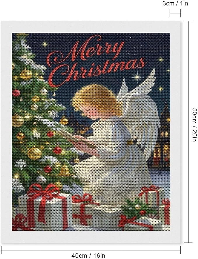 AIVKIEJK Diamond Painting Kits for Adults - Merry Christmas Angel Welcome Painting DIY 5D Full Drill Diamond Dots Paintings with Diamonds Gem Art and Crafts Home Decor 16"x20"