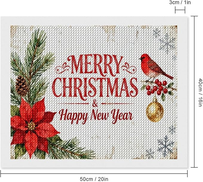 AIVKIEJK Diamond Painting Kits for Adults - Merry Christmas & Happy New Year Painting DIY 5D Full Drill Diamond Dots Paintings with Diamonds Gem Art and Crafts Home Decor 16"x20"