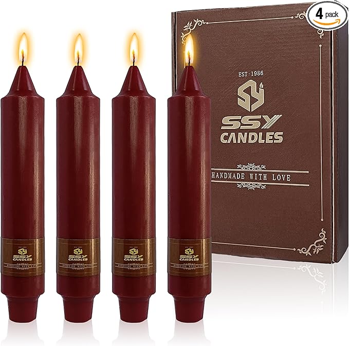 Red Taper Candles Unscented Tapered Candlesticks 7 Inch Dinner Candle 4 PCS Smokeless Candle for Christmas Household Wedding Home Decor