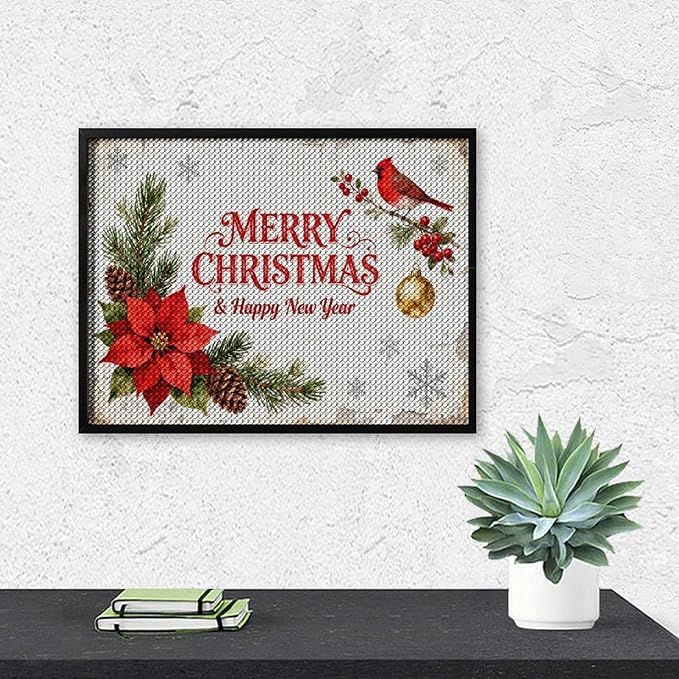 AIVKIEJK Diamond Painting Kits for Adults - Merry Christmas & Happy New Year Painting DIY 5D Full Drill Diamond Dots Paintings with Diamonds Gem Art and Crafts Home Decor 12"x16"