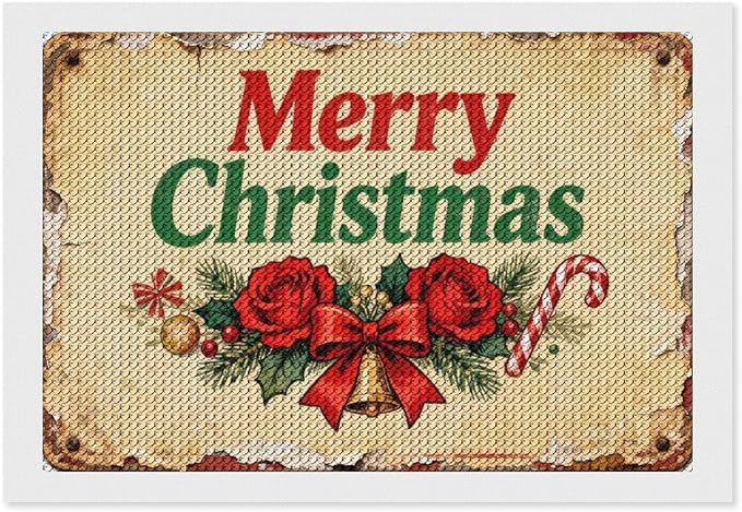 AIVKIEJK Diamond Painting Kits for Adults - Merry Christmas Santa, Holly & Vintage Painting DIY 5D Full Drill Diamond Dots Paintings with Diamonds Gem Art and Crafts Home Decor 8"x12"