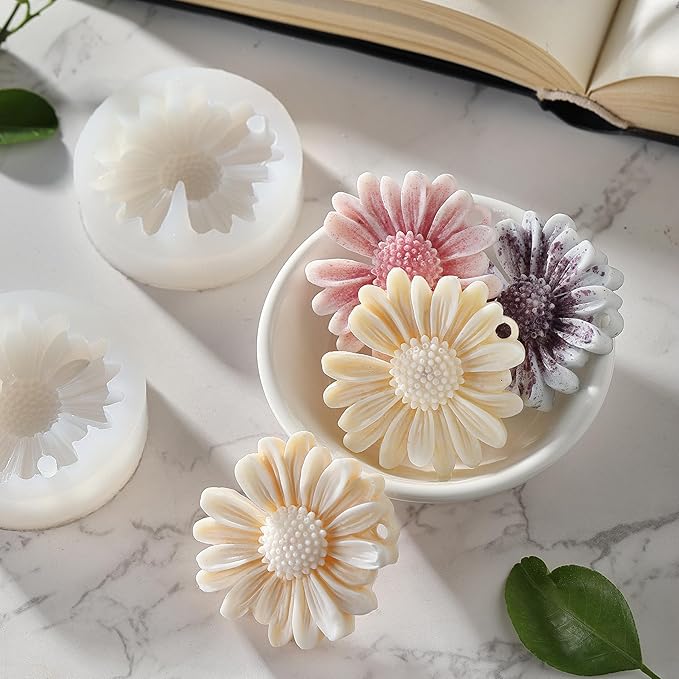 Daisy Flower Silicone Candle Mold, Moldes para Velas for Candles, Handmade Soaps, Bath Bombs, Lotion Bars, Resin Crafts, Concrete Decorations