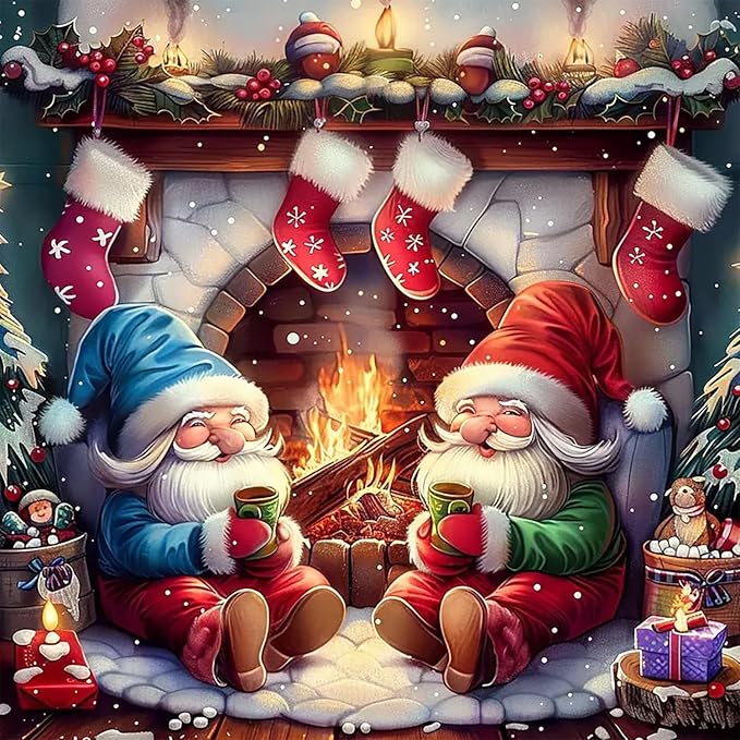 CZYWJMEI 5D Winter Diamond Painting Kits for Adults Beginners,DIY Christmas Gnome Diamond Art Kits,Full Round Drill Diamond Dot Gem Art Kits,Home Wall Decor 13.7x13.7nch