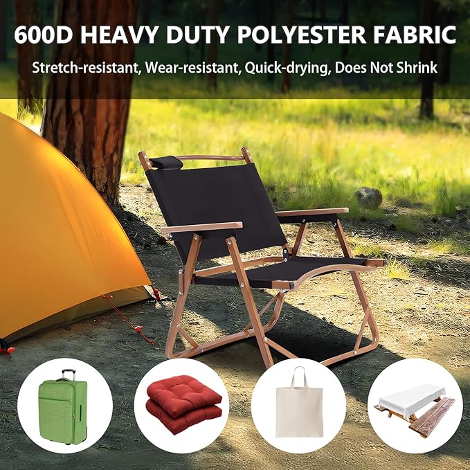 Waterproof Canvas Fabric by The Yard 58inch 600D Upholstery Material Polyester Fabric Outdoor Water Resistant Fabric for Sewing Chair Patio Cushion Purse Bag Interior, 6 Yard Black