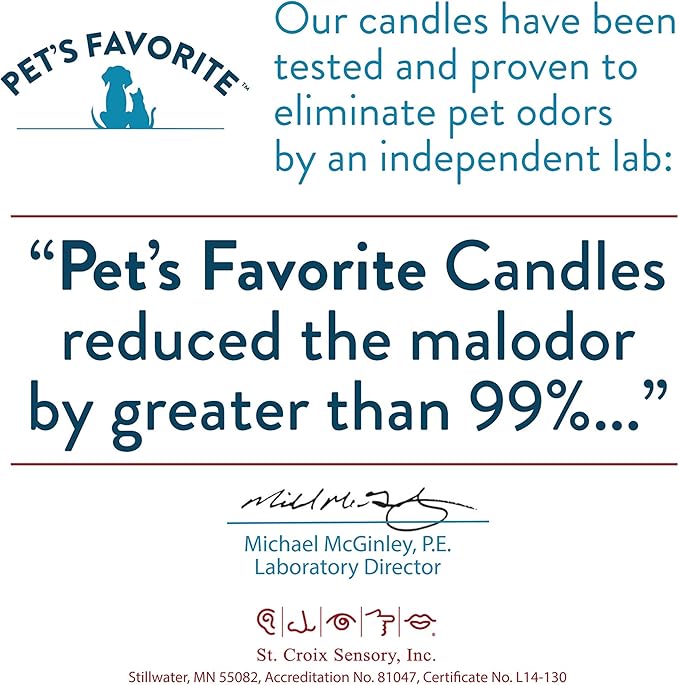 Pet's Favorite Pet Odor Candle, Clean Burning, Long Lasting Lavender Candles with a Natural Fiber Wick and 70 Hour Burn Time, Pack of 2