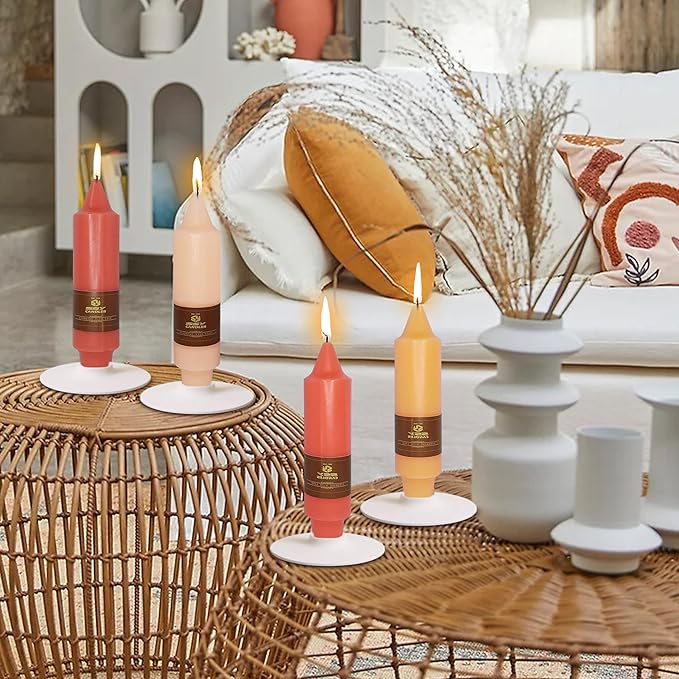 4 PCS Gradient Colored Taper Candlesticks Orange Taper Candle for Halloween Thanksgiving Day Dinner Household Décor Candlesticks