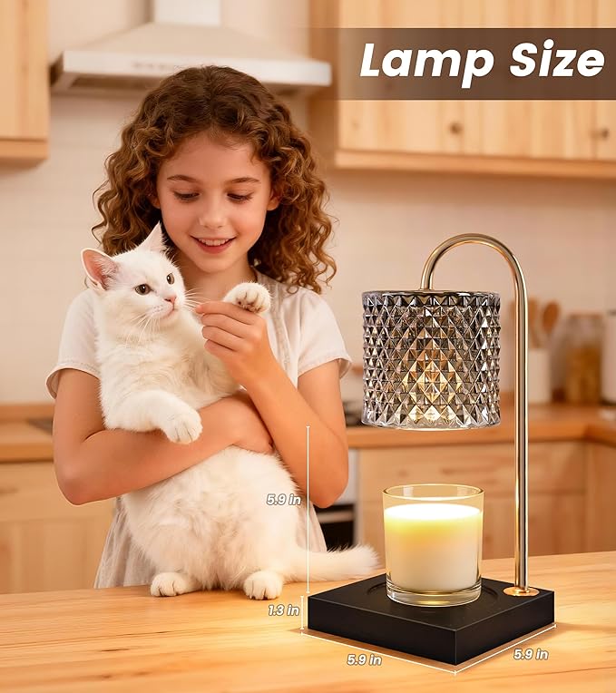 TigQiang Candle Warmer Lamp with Timer Dimmer, Birthday Gifts for Women Mom, House Warming Gifts, Elegant New Home Decor, Wax Warmer for Jar Candles, Heater Lamp for Scented Wax, Black Glass