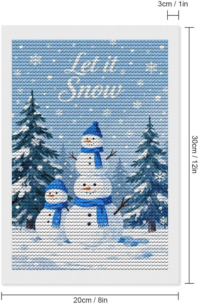 AIVKIEJK Diamond Painting Kits for Adults - Merry Christmas Snowman Winter Painting DIY 5D Full Drill Diamond Dots Paintings with Diamonds Gem Art and Crafts Home Decor 8"x12"