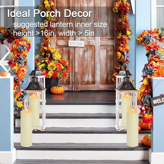 14" x 4" Large Outdoor Candles with Timer Waterproof, Remote Control Flickering Flameless Candles Battery Operated, Tall Fake LED Pillar Candle for Patio Porch Lantern, Ivory, 1 Pack