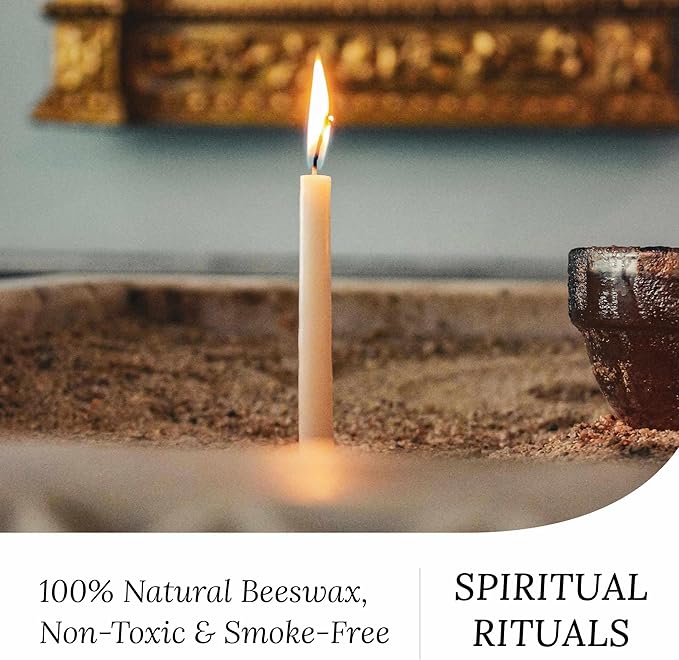 7.3 Inch Nature Meditation BeesWaxs Candles 50pcs-70min Burn Time,Dripless and Smokeless for Gifts for Women,Encouragement Cheer Up Gift for Friends Coworkers