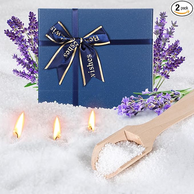 MTLEE Pearled Candle 2.2 Lb/35oz Scented Sand Candle Kit Include 50 Wicks, Bow Gift Box, Spoon Reusable Pearled Wax for Mother Mom Day Gift DIY Home Kit(Lavender)