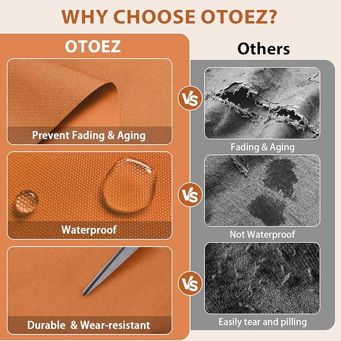 OTOEZ 600D Waterproof Canvas Fabric by The Yard, Fade & UV Resistant Outdoor Upholstery Material 58" W Water Resistant Cordura Polyester Fabric for Marine Boat Awning Tent Chairs DIY, 3 Yards Orange