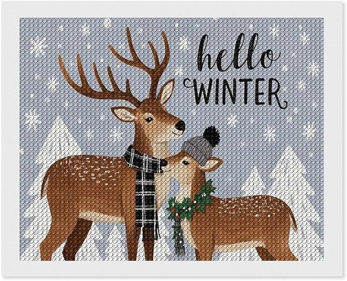 AIVKIEJK Diamond Painting Kits for Adults - Reindeer Snowflake Winter Seasonal Painting DIY 5D Full Drill Diamond Dots Paintings with Diamonds Gem Art and Crafts Home Decor 16"x20"
