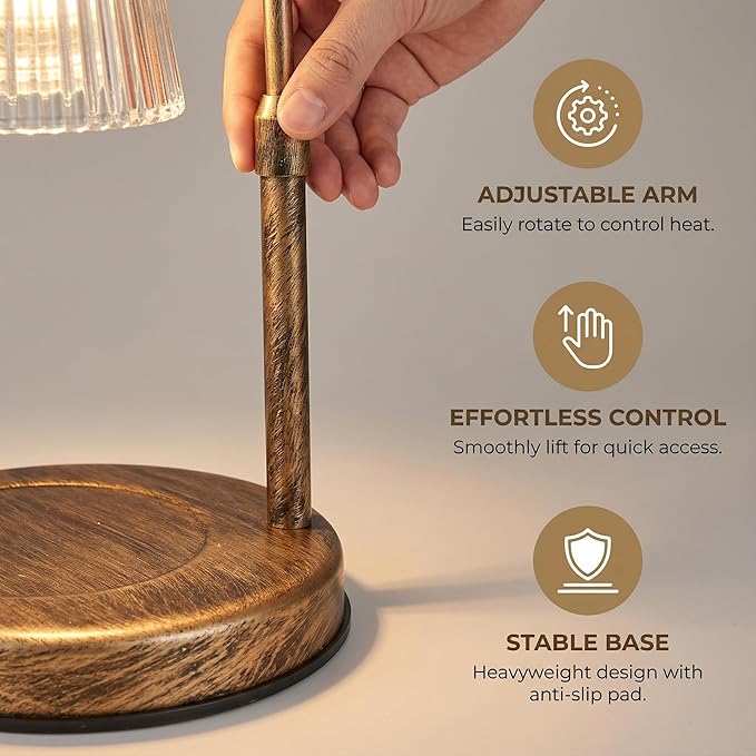 Candle Warmer Lamp with Timer & Dimmable,Wireless Remote Control Candle Warmer, Height Adjustable Wax Warmer Lamp for Jar Candles,Gifts for Women/Mom,Modern Home Decor. (Bronze)