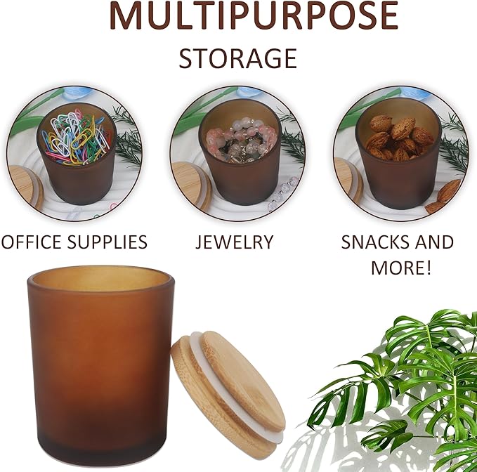 MILIVIXAY 20 Pack 7 OZ Frosted Amber Thick Glass Candle Jars with Lids - Bulk Empty Candle Jars for Making Candles - Spice, Powder Containers.