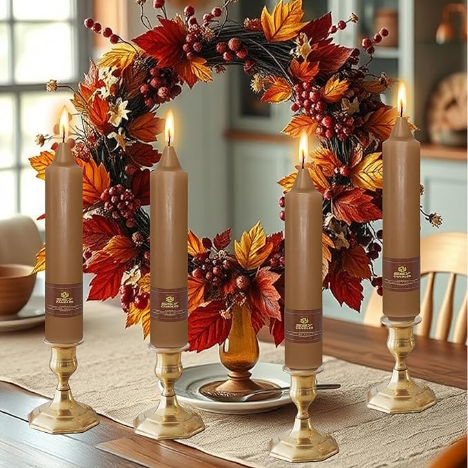 4 PCS Short Taper Candles Brown Candle Tapers Candle Sticks 7 inch for Dinner Household Wedding Party Home Décor Candles