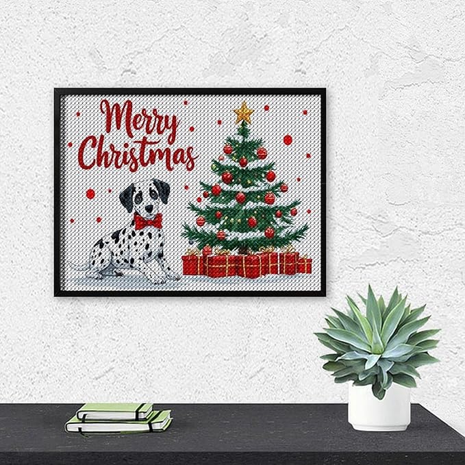 AIVKIEJK Diamond Painting Kits for Adults - Christmas Joyful Canine Holiday Painting DIY 5D Full Drill Diamond Dots Paintings with Diamonds Gem Art and Crafts Home Decor 12"x16"