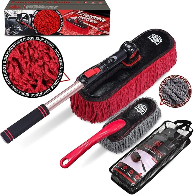 Car Duster Exterior Scratch Free, Extendable Handle, Detail Brush Kit for Vehicles, Wax Cotton Fabric, Waterless Wash Treatments，Car Care Equipment，Gifts for Men Women
