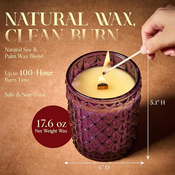 M&SENSE Citrus & Lavender Scented Candle | 17.64OZ, 100-Hour Burn | Natural Non-Toxic Soy Wax | Long-Lasting for Mood Healing and Gifting | for Bathroom, Kitchen, Office