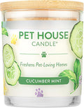 Pet House Candles, Long Lasting Scented Candles for Pet Odors, 60 Hour Burn Time - Cucumber Mint, 9 oz