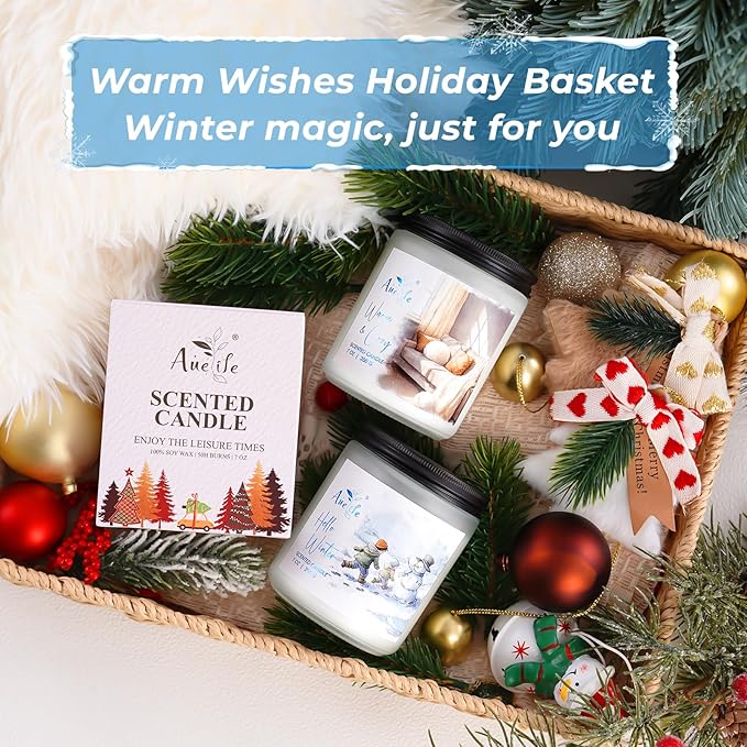 Hello Winter Candle | Fresh Citrus & Jasmine Scented Soy Candles - Winter Aromatherapy Candles Gift for Women & Men, Cozy Holiday Home Décor Candle, Long Lasting Clean Burn