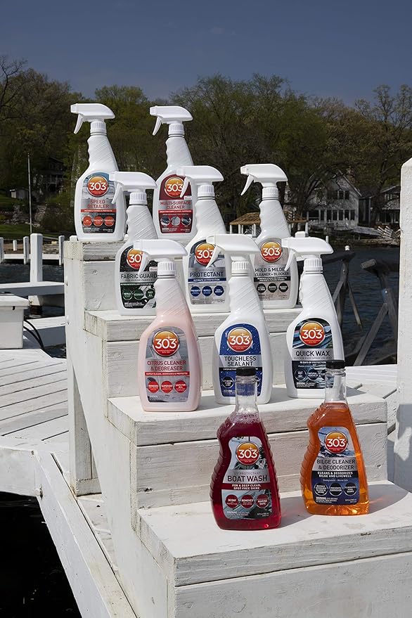 303 Products Marine Fabric Guard – Water Repellent & Stain Shielding Fabric Spray, Safe for All Outdoor Upholstery, Simple & Easy to Use, Protectant Spray for Boats, 32oz (6 Pack)