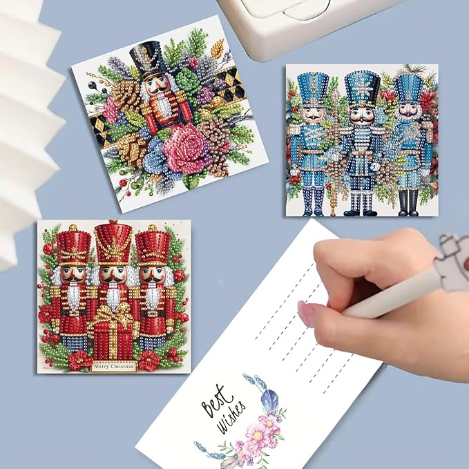 5D Diamond Art Painting Greeting Cards Kit, DIY Cards for Blessings Congratulations Gifts, Greeting Card Set for Birthday Thanksgiving Day Christmas Halloween-Nutcracker