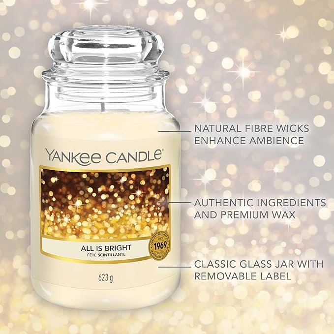 YANKEE CANDLE All is Bright Large Jar Candle, White