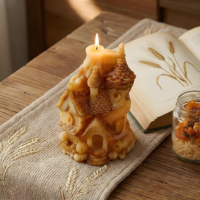 XIAOSHUI Forest Magic Cottage Candle Molds House Candle Silicone Mold for Candles Making Resin Casting Aromatherapy Candles Gypsum Craft Home Decorate