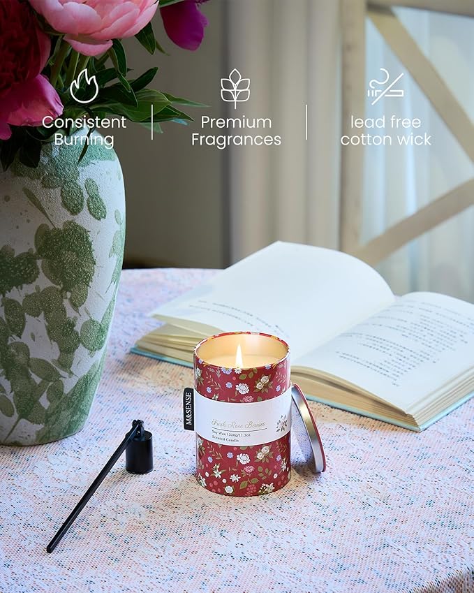 M&SENSE Spring Candle 11.3 oz,Fresh Rose Berries Scented Candle, Non-Toxin Soy Wax for Home Scented, Floral Candles Gift for Women, Up to 70 Hours Burning Long-Lasting Fragrance