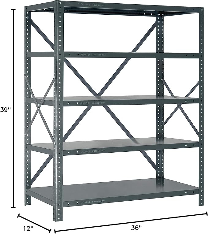 Quantum Storage Systems 39-1236-5 IRONMAN Solid Heavy Duty 5 Shelves 39" H x 36" W x 12" D
