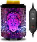 Electric Wax Melt Warmer with Timer (2/4/8H), 7-Color Changing LED Night Light, Removable Silicone Dish, PTC Safe Heating - 3D Glass Design for Home, Office Décor, Gifts for Mom