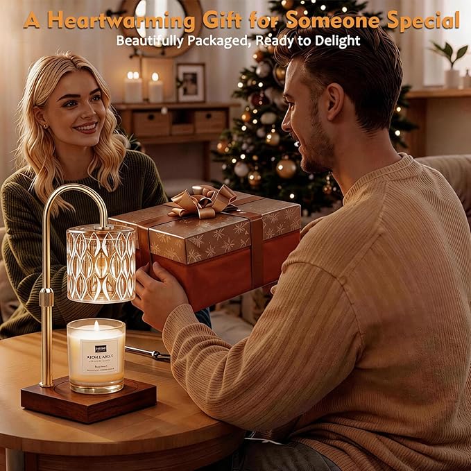 Candle Warmer Lamp, Candle Warmer Light with Timer & Dimmer, Candle Warmer Lamp Adjustable Height, Compatible with Jar Scented Candles, Candle Warming Lamp with 3 Bulbs for Home Decor