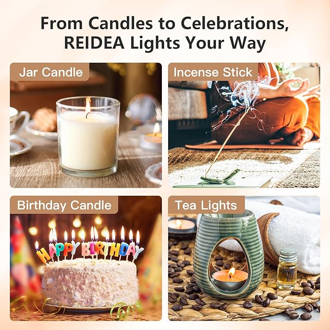 REIDEA Electric Lighter Gift for Candle Lovers, Windproof Flameless USB Rechargeable Arc Retractable Lighter with Safe Button and Power Indicator for Candle, BBQ and Fireworks, R1 Flat, Obsidian Black