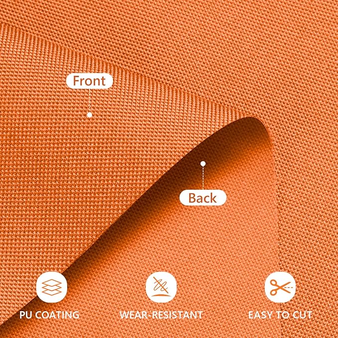 Canvas Fabric by The Yard, 58inch 600D Waterpoof Upholstery Material Polyester Fabric Outdoor Water Resistant Fabric for Sewing Chair Patio Cushion Purse Bag Interior, Pre Cut 3 Yard Orange