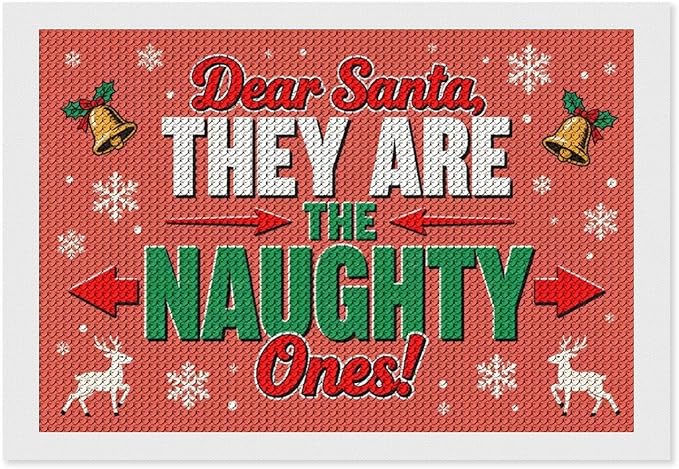 AIVKIEJK Diamond Painting Kits for Adults - Christmas Dear Santa, They are The Naughty Ones Painting DIY 5D Full Drill Diamond Dots Paintings with Diamonds Gem Art and Crafts Home Decor 8"x12"