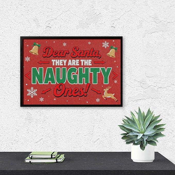 AIVKIEJK Diamond Painting Kits for Adults - Christmas Dear Santa, They are The Naughty Ones Painting DIY 5D Full Drill Diamond Dots Paintings with Diamonds Gem Art and Crafts Home Decor 8"x12"