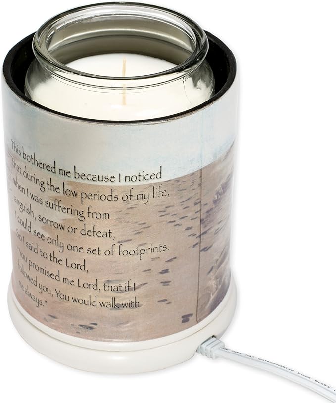 Elanze Designs Footprints in The Sand Ceramic Stoneware Electric Large Jar Candle Warmer