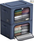 Sorbus Storage Bins with Metal Frame - Stackable & Foldable Clothes Organizer Bags - Oxford Fabric Storage Containers with Large Clear Window & Carry Handles Organization for Bedding Linen & Clothing