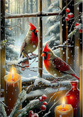 MOGTAA Christmas Diamond Art Kits for Adults, 5D Full Drill Cardinal Diamond Painting Kits for Adults Beginner, DIY Winter Round Diamond Dots for Adults, Gem Art for Home Wall Decor 12 X 16 Inch