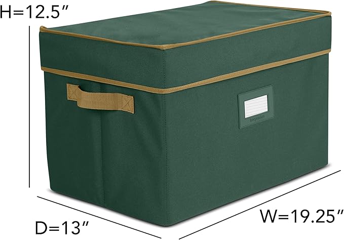 Covermates Keepsakes Treasurekeeper Storage Box – Heavy-Duty Polyester with Sturdy Interior Walls – Stackable Holiday Storage with Handles & ID Window, Green
