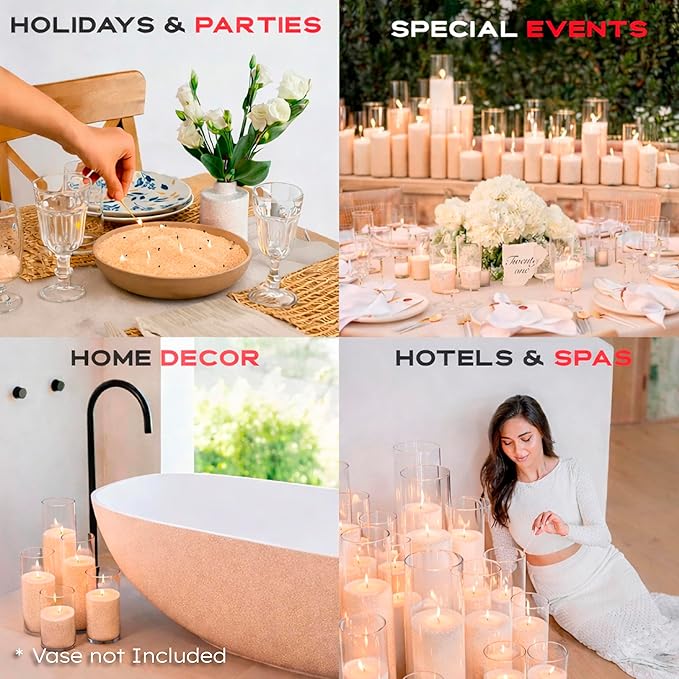 Vogue Candles Nude Pearled Candle Sand Wax (5 LB) – Mother’s Day Candle Kit with 50 Cotton Wicks for DIY Home Lighting – Plant-Based & Reusable Wax Granules Refill for Clean Burning & Custom Vessels